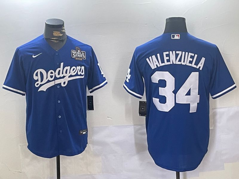 Men Los Angeles Dodgers #34 Valenzuela Blue Game 2024 Nike MLB Jersey style 11202->los angeles dodgers->MLB Jersey